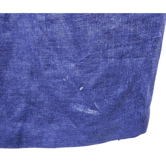 Vintage David N. Blue Linen Midi Skirt With Side Button Detail & Slit - Picture 5 of 9
